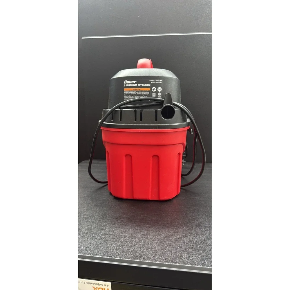 Bauer Canister Bagless Corded Portable Wet & Dry Vacuum Red/Black Nozzle Hose